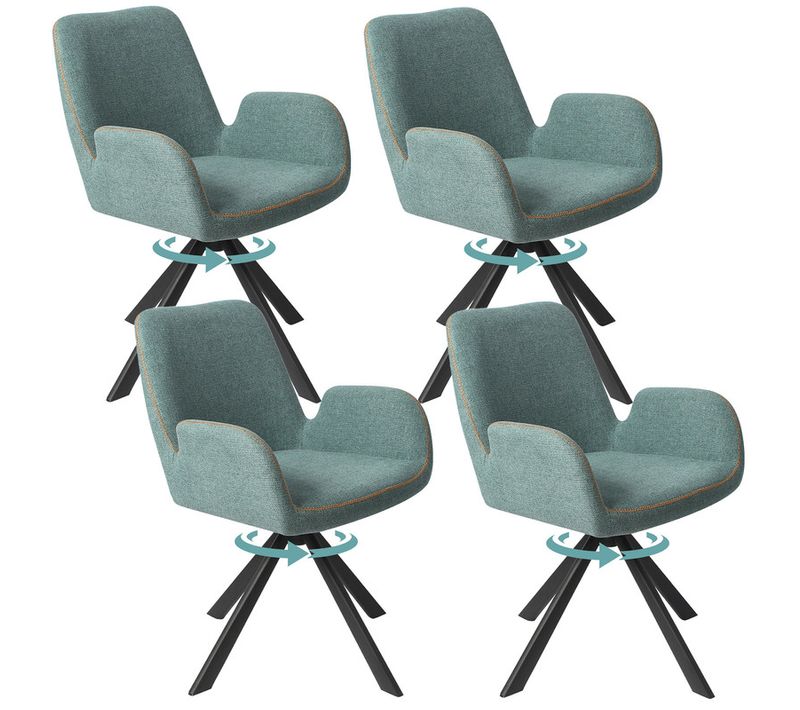 Lot De 4 Chaises Salle à Manger Et Cuisine, Bureau – Confort 56×59×82 Cm – 360°-Vert Menthe