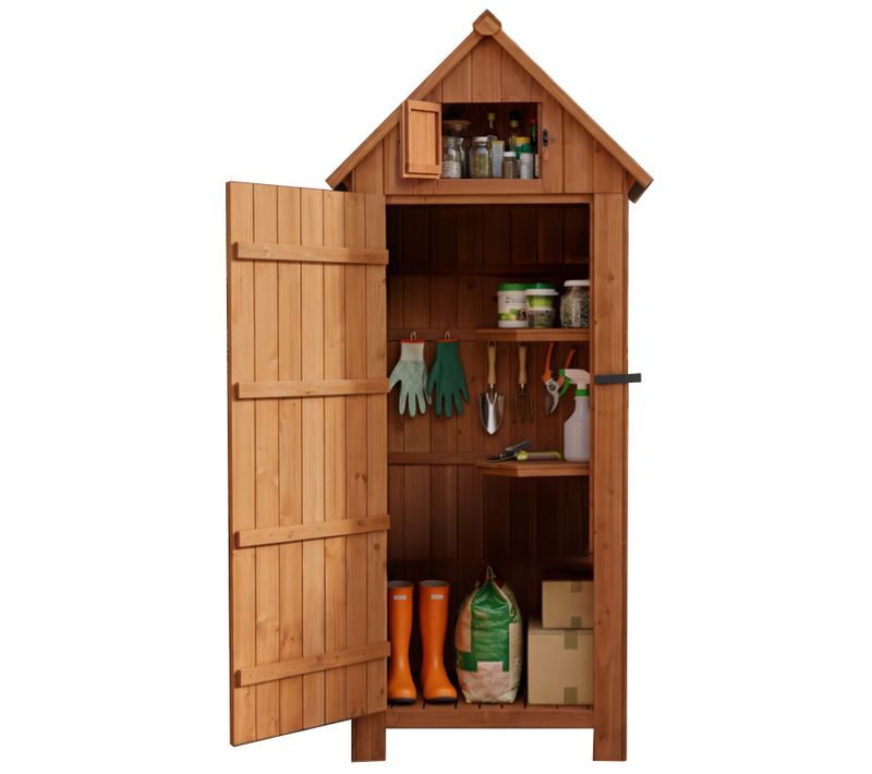 Abri De Jardin En Bois Avec Toit En Appentis Protégé UV, 77 × 54.3 × 179 Cm, Couleur Bois Naturel