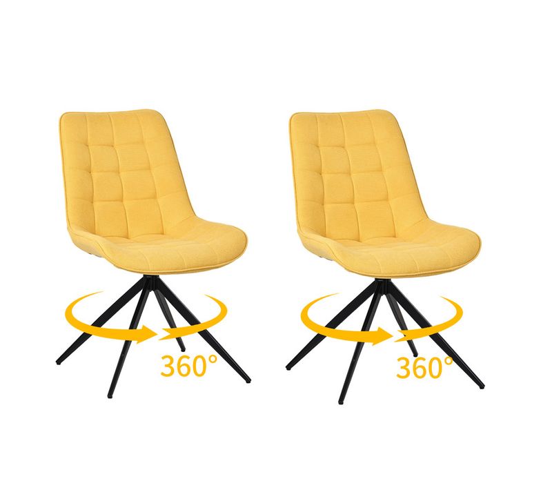 Lot de 2 chaises salle à manger et cuisine, salon/bureau – Confort 53×62×85,5 cm – 360°