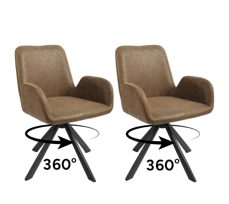 Lot de 2 chaises salle à manger et cuisine, bureau – Confort 56×59×82 cm – 360°