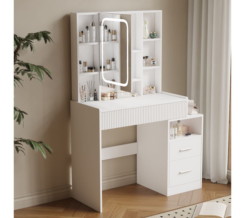 Coiffeuse LED – Table De Maquillage Avec Éclairage à Intensité Réglable,Pour Chambre Et Dressing