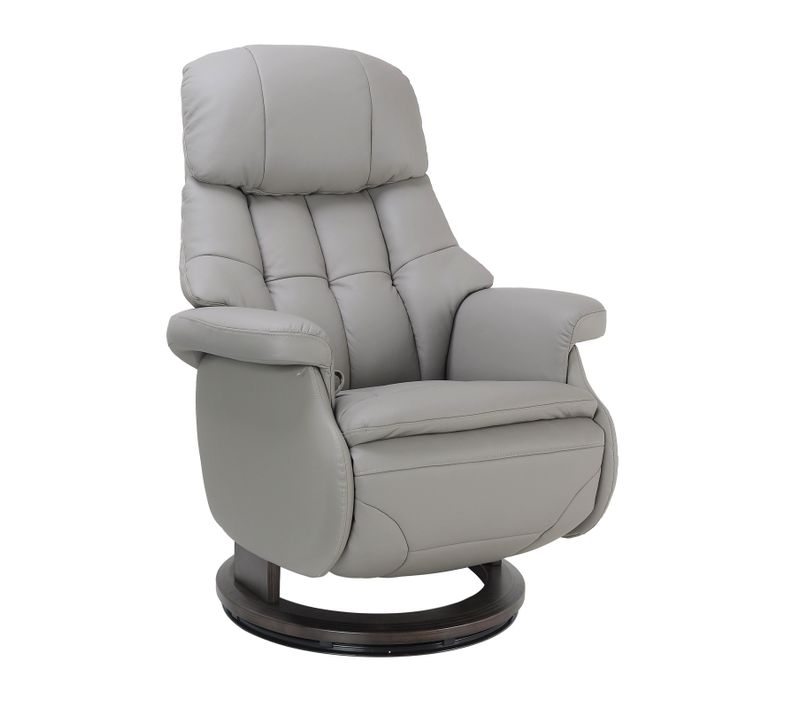 Fauteuil De Relaxation Design Avec Pouf Intégré -Cosy - Cuir Gris Tourterelle