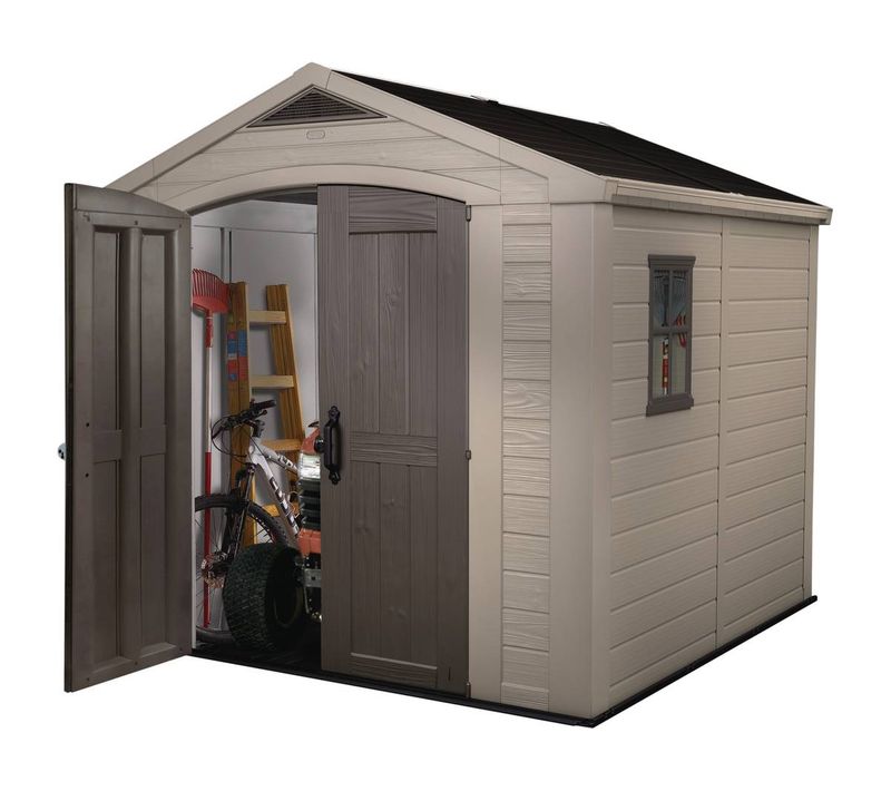 Abri Jardin Résine "sydney 88" - 6.5 M² - 256.5 X 255 X 243 Cm - Marron Et Beige