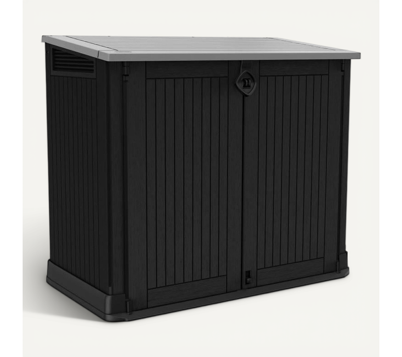 Coffre De Rangement Extérieur 880 L Noir, Double Ouverture, Toit Plat
