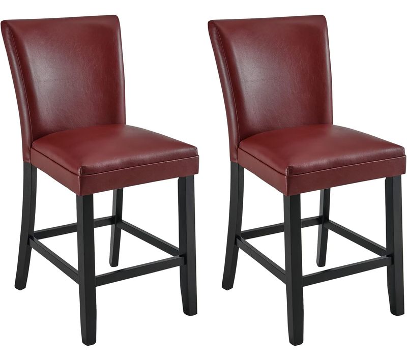 Lot De 4 Chaise De Bar Chaise Haute Tabouret Bar Rembourrée Repose-pieds Rouge
