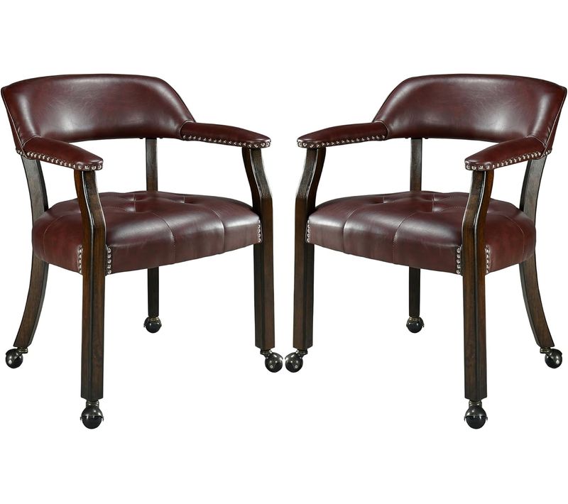 Lot De 2 Chaises De Table Game Poker Roulettes Grandes Fauteuil Vintage Rembourré Noir