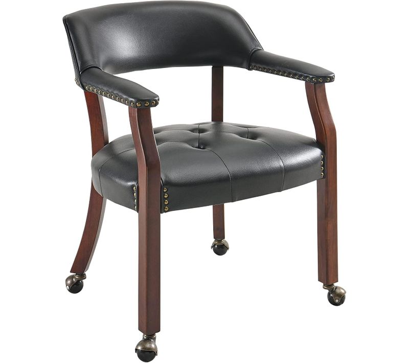 Lot De 4 Chaises De Table Game Poker Roulettes Grandes Fauteuil Vintage Rembourré Noir