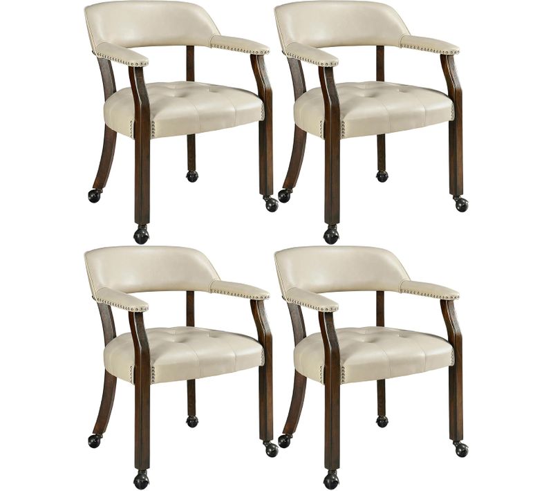 Lot De 4 Chaises De Table Game Poker Roulettes Grandes Fauteuil Vintage Rembourré