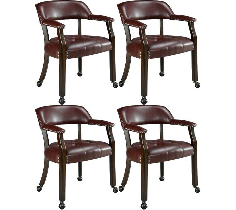 Lot De 4 Chaises De Table Game Poker Roulettes Grandes Fauteuil Vintage Rembourré Noir