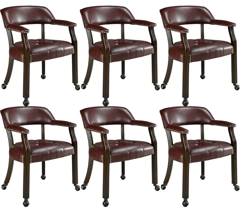 Lot De 6 Chaises De Table Game Poker Roulettes Grandes Fauteuil Vintage Rembourré Noir