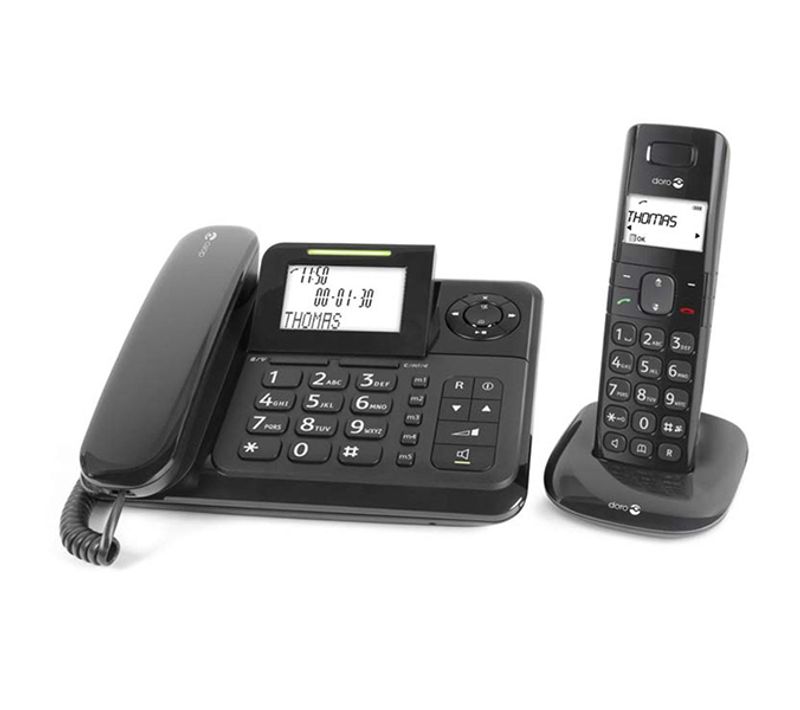 Téléphone Filaire Avec Répondeur + Sans Fil Com-4005