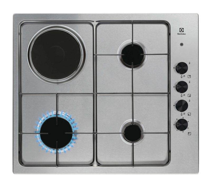 Plaque Mixte 3 foyers gaz + 1 électrique Inox - Egl62821ox