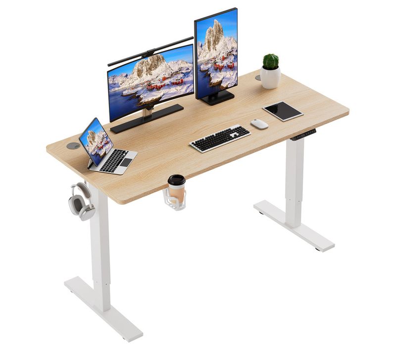 Bureau Assis Debout 120x60cm,fonction Mémoire Et Anti-collision,port USB Et Type C,70-119cm
