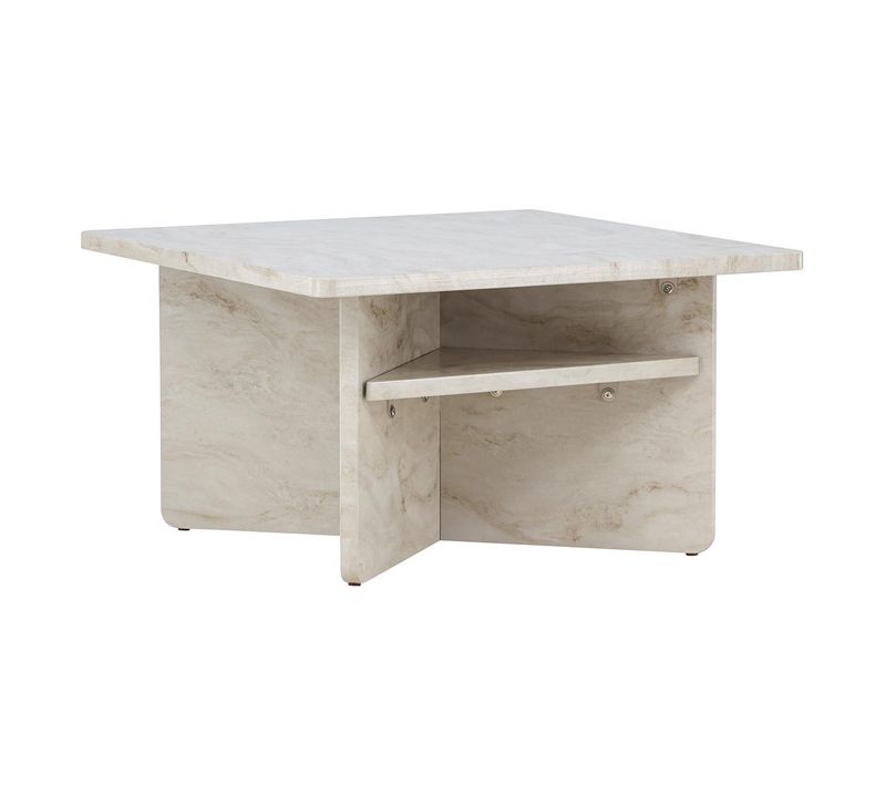Table Basse Effet Marbre "alesund " 75cm Beige