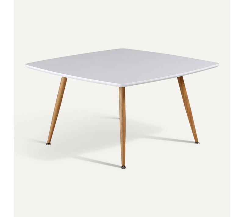 Table Basse Design "plaza" 80cm Blanc et Naturel