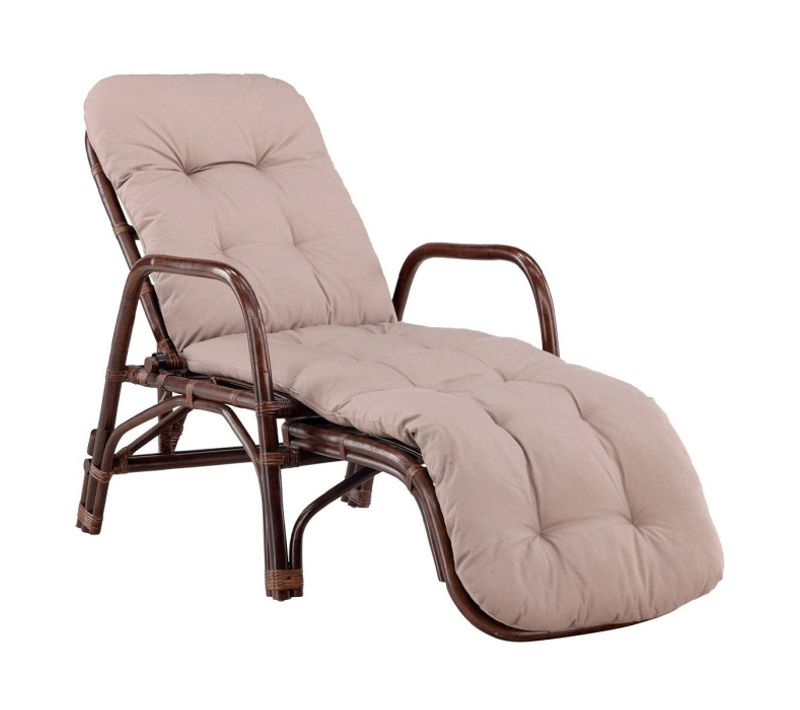 Chaise Longue En Rotin "nella" 177cm Noyer