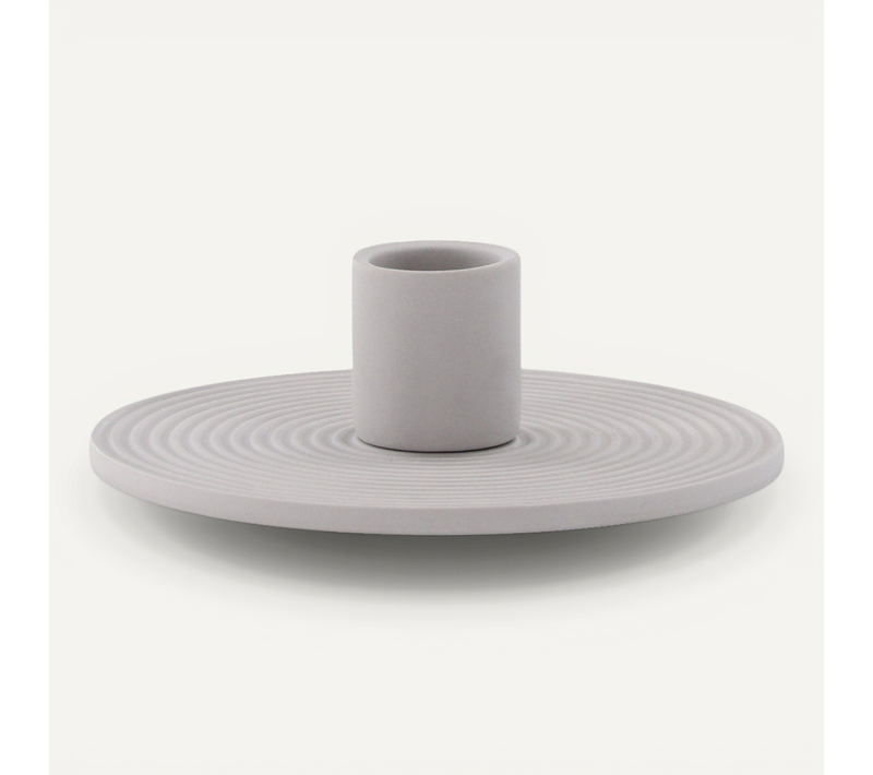 Bougeoir Design En Argile "dian" 12cm Gris