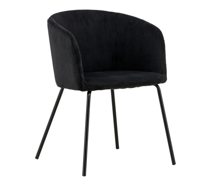 Chaise En Velours Côtelé "berit" 78cm Noir
