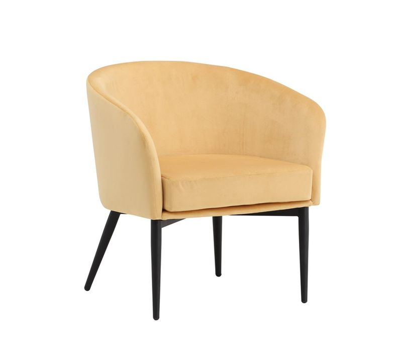 Fauteuil Design En Velours "fluffy" 70cm Jaune