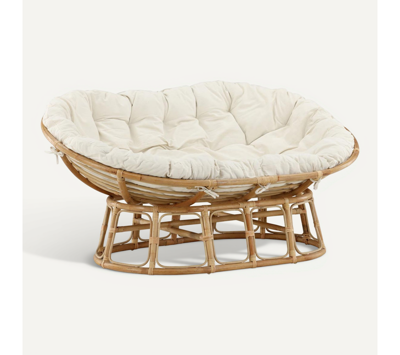 Canapé De Jardin En Rotin "mamasan" 165cm Naturel