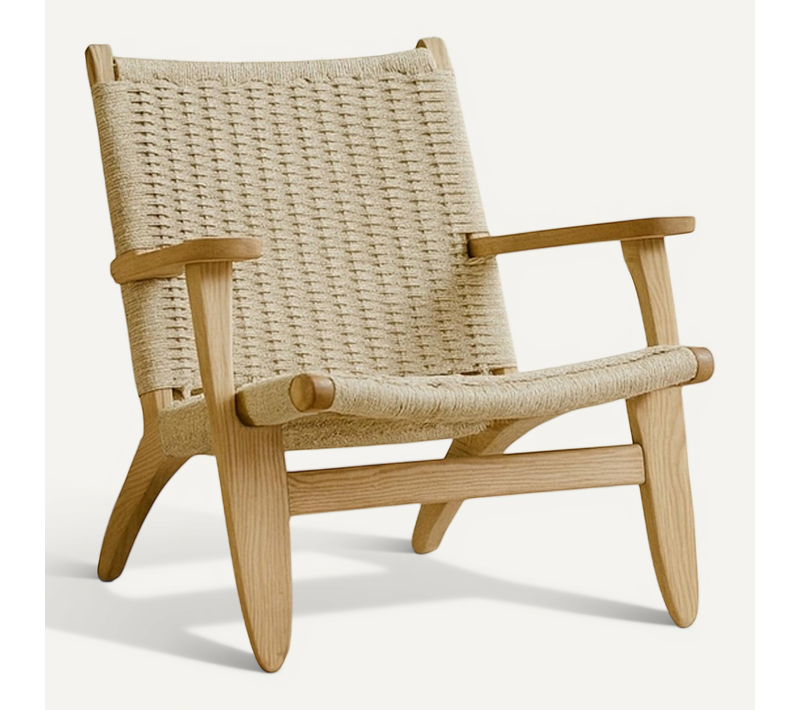 Fauteuil Tressé En Bois "lazy" 75cm Beige