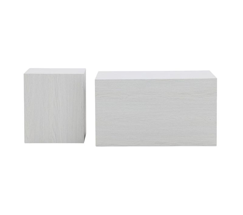 Lot De 2 Tables Basses Effet Bois "york" 80cm Blanc