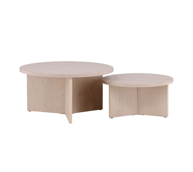 Lot De 2 Tables Basses Design "salto" 85cm Naturel