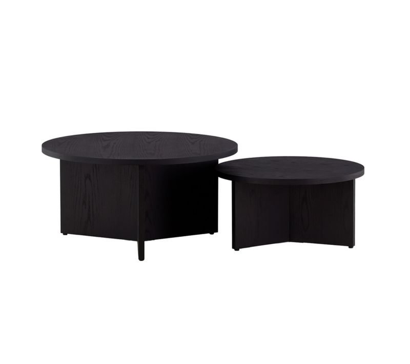 Lot De 2 Tables Basses Design "salto" 85cm Noir