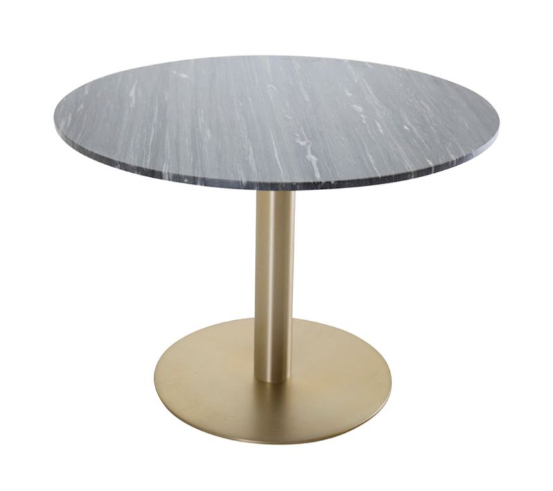 Table à Manger En Marbre "estelle" 106cm Gris Foncé et Or