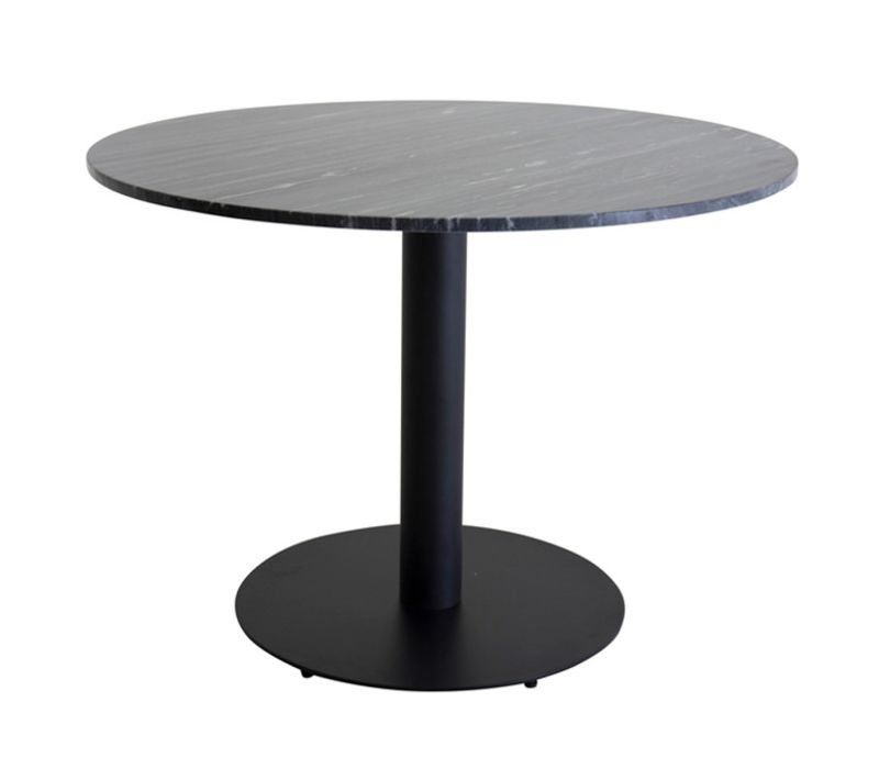 Table à Manger En Marbre "estelle" 106cm Gris Foncé et Noir