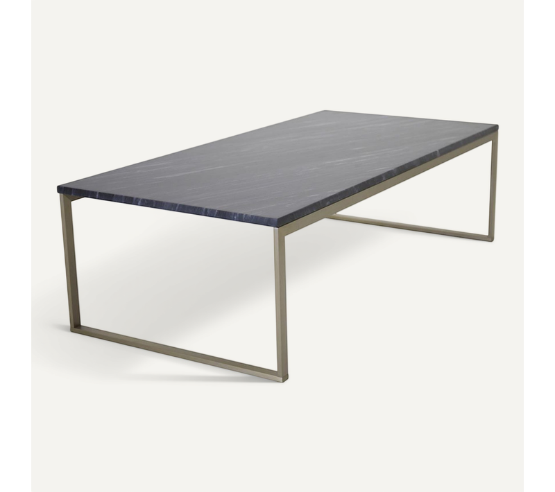 Table Basse En Marbre "estelle" 120cm Gris et Or