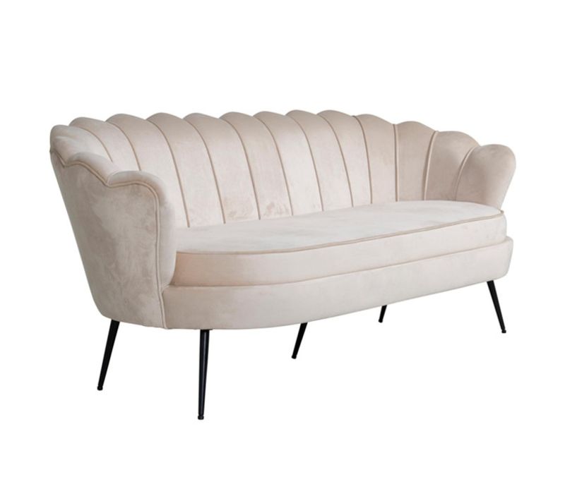 Canapé 3 Places En Velours "calais" 180cm Beige