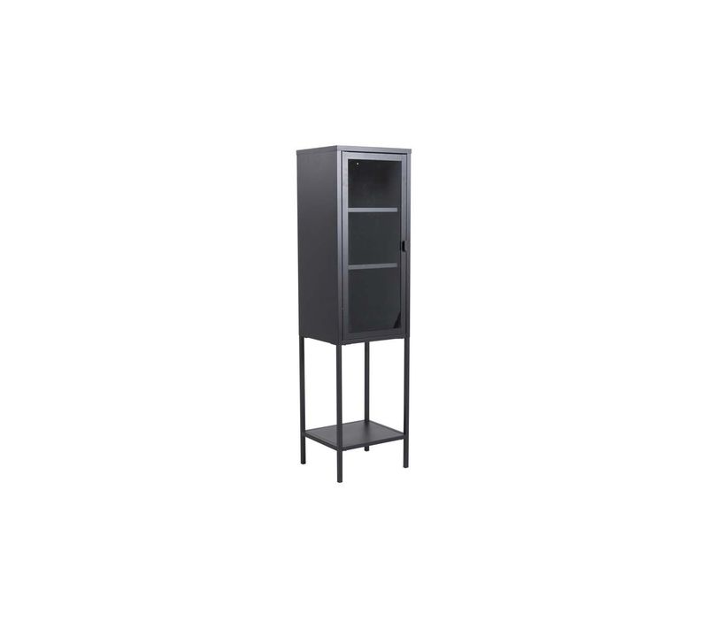 Armoire Vitrée Avec Étagère En Acier Misha Noir