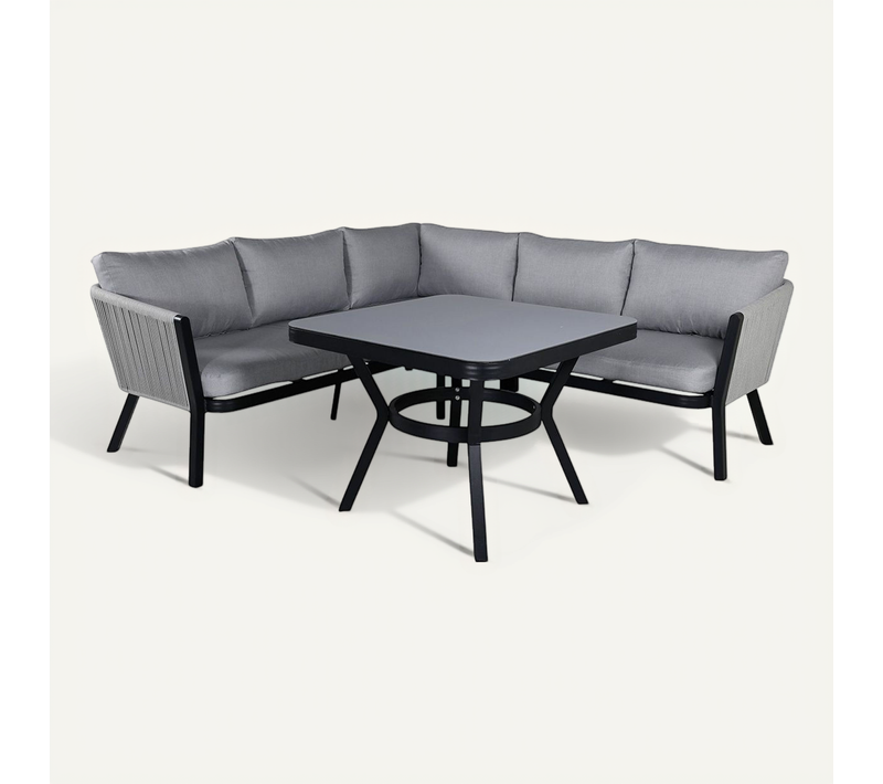 Salon D'angle De Jardin "virya" 206cm Noir et Gris