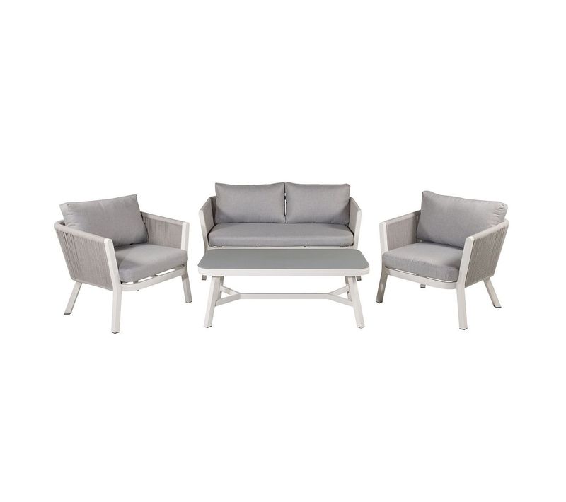 Salon De Jardin "virya" 150cm Blanc et Gris