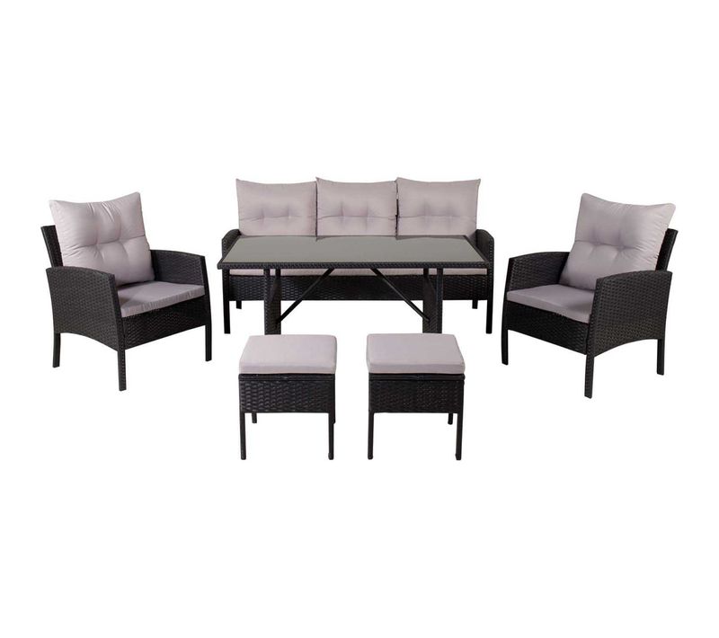 Ensemble Canapé, Fauteuil Et Table Basse En Résine Tressée Knock