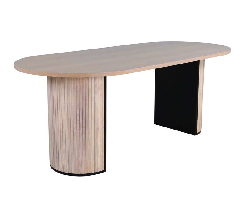 Table De Repas Ovale Bianca 200 X 90 Cm Noir Et Naturel