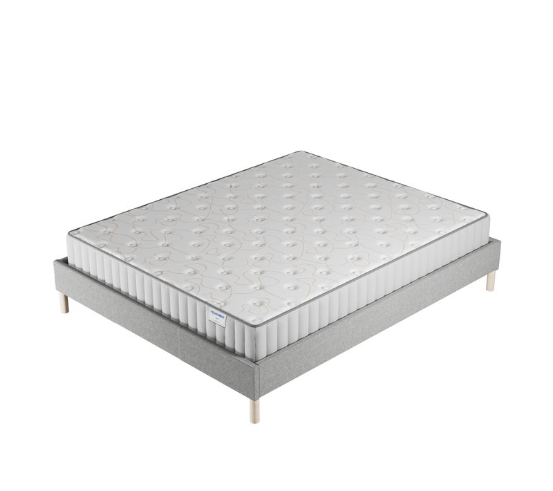 Ensemble 140x190 cm, sommier + matelas mousse, ép.16cm à mémoire de forme