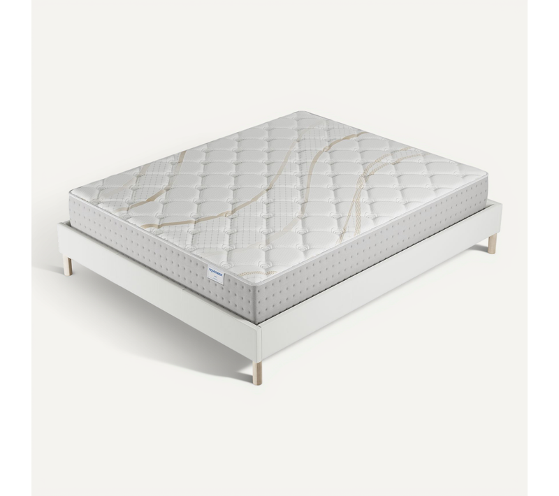 Ensemble 140x190 cm, sommier + matelas ressorts ensachés, ép.25cm accueil mousse HR