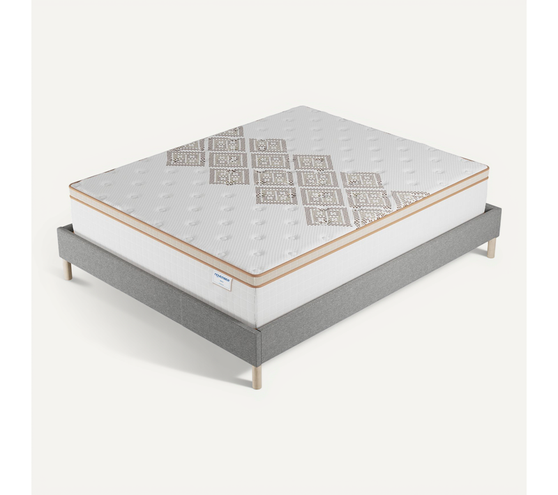 Ensemble 140x200 cm, sommier + matelas ressorts ensachés, ép. 28cm accueil mousse HR