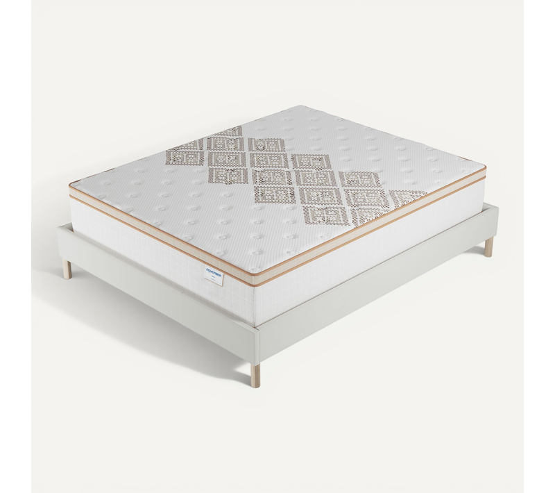 Ensemble 140x200 cm, sommier + matelas ressorts ensachés, ép. 28cm accueil mousse HR