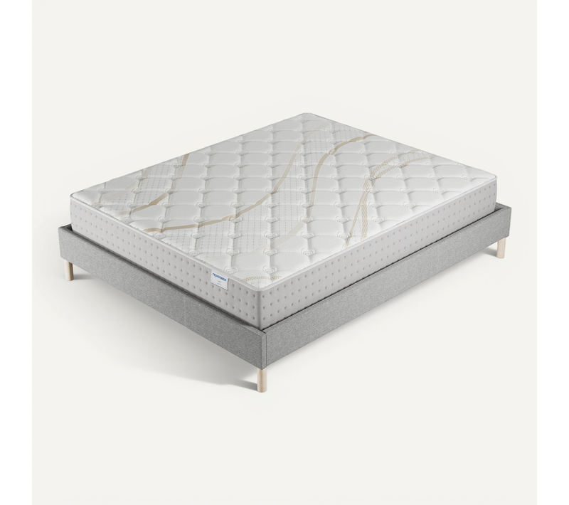 Ensemble 140x200 cm, sommier + matelas ressorts ensachés, ép.25cm accueil mousse HR