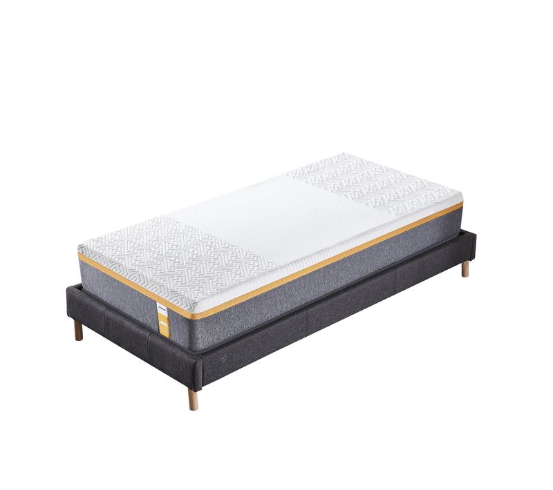 Ensemble Matelas Ypsilon Très Ferme + Sommier Tissu Gris 90x190 Cm