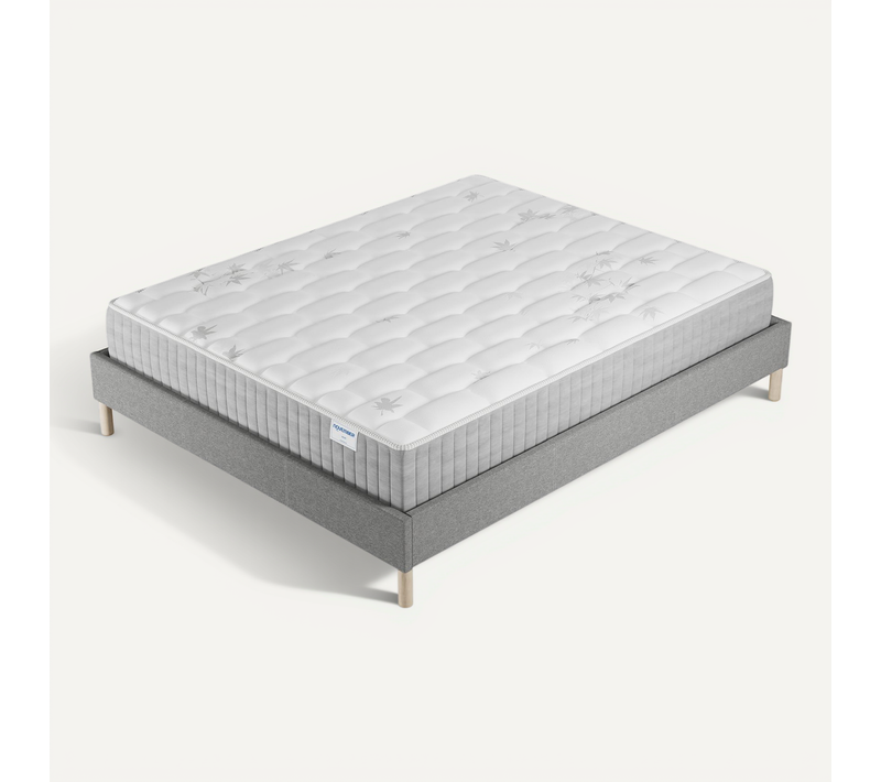 Ensemble 140x190 cm, sommier + matelas ressorts ensachés, ép. 25cm à mémoire de forme