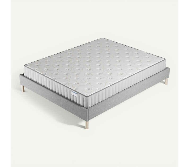 Ensemble 140x190 cm, sommier + matelas mousse, ép.22cm à mémoire de forme