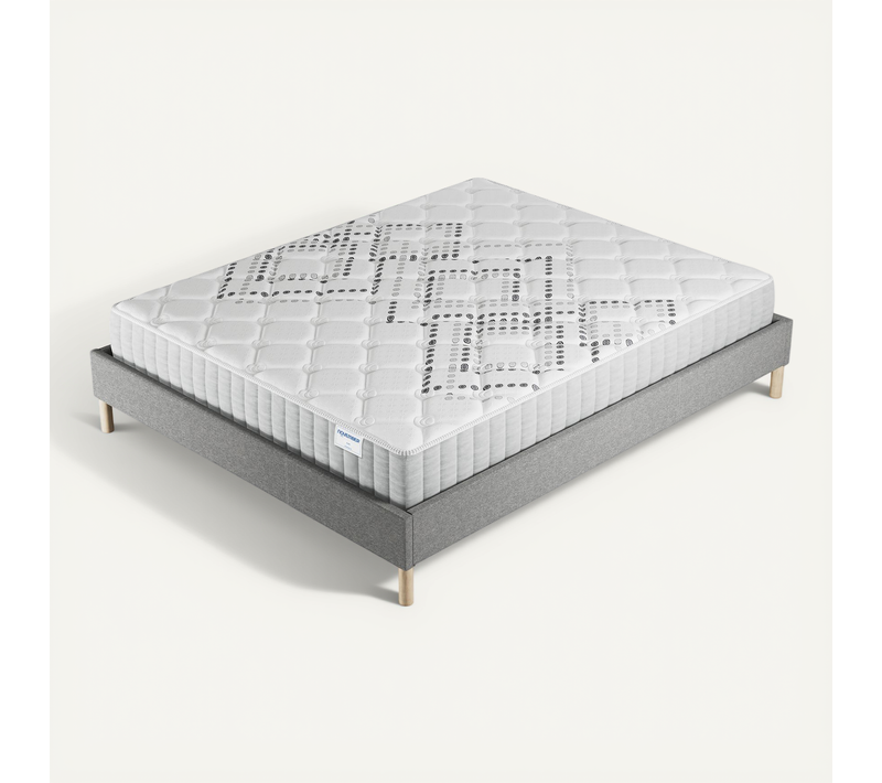 Ensemble 140x200 cm, sommier + matelas ressorts ensachés, ép.20cm accueil mousse HR