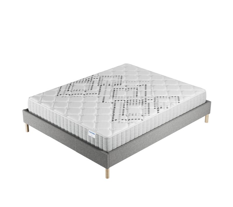 Ensemble 90x190 cm, sommier + matelas ressorts ensachés, ép.20cm accueil mousse HR