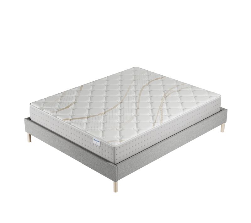 Ensemble 120x190 cm, sommier + matelas ressorts ensachés, ép.25cm accueil mousse HR
