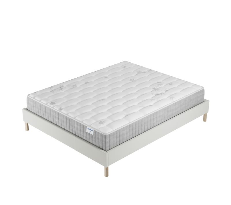 Ensemble 180x200 cm, sommier + matelas ressorts ensachés, ép. 25cm à mémoire de forme