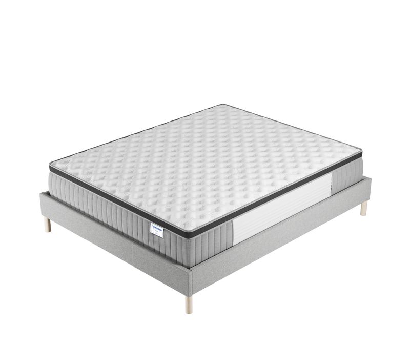 Ensemble 120x190 cm, sommier + matelas ressorts ensachés, ép. 30cm à mémoire de forme
